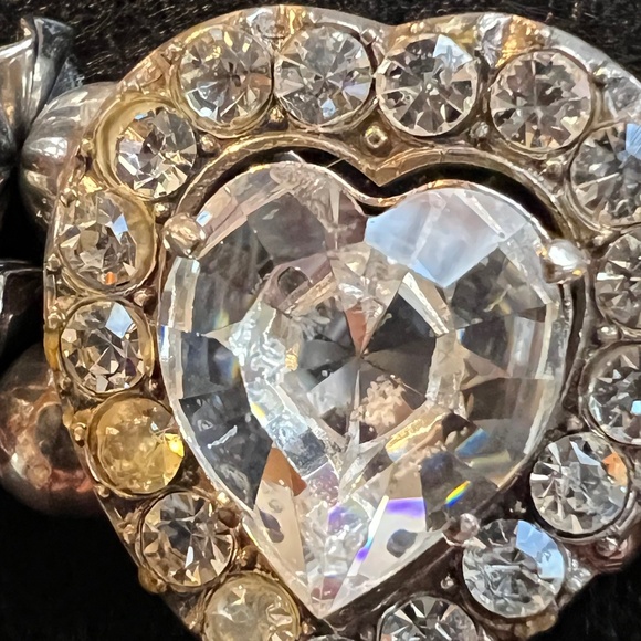 Vintage Ylang Ylang Choker Necklace, Gold Plate & Silver with Glass & Crystals - Picture 12 of 12